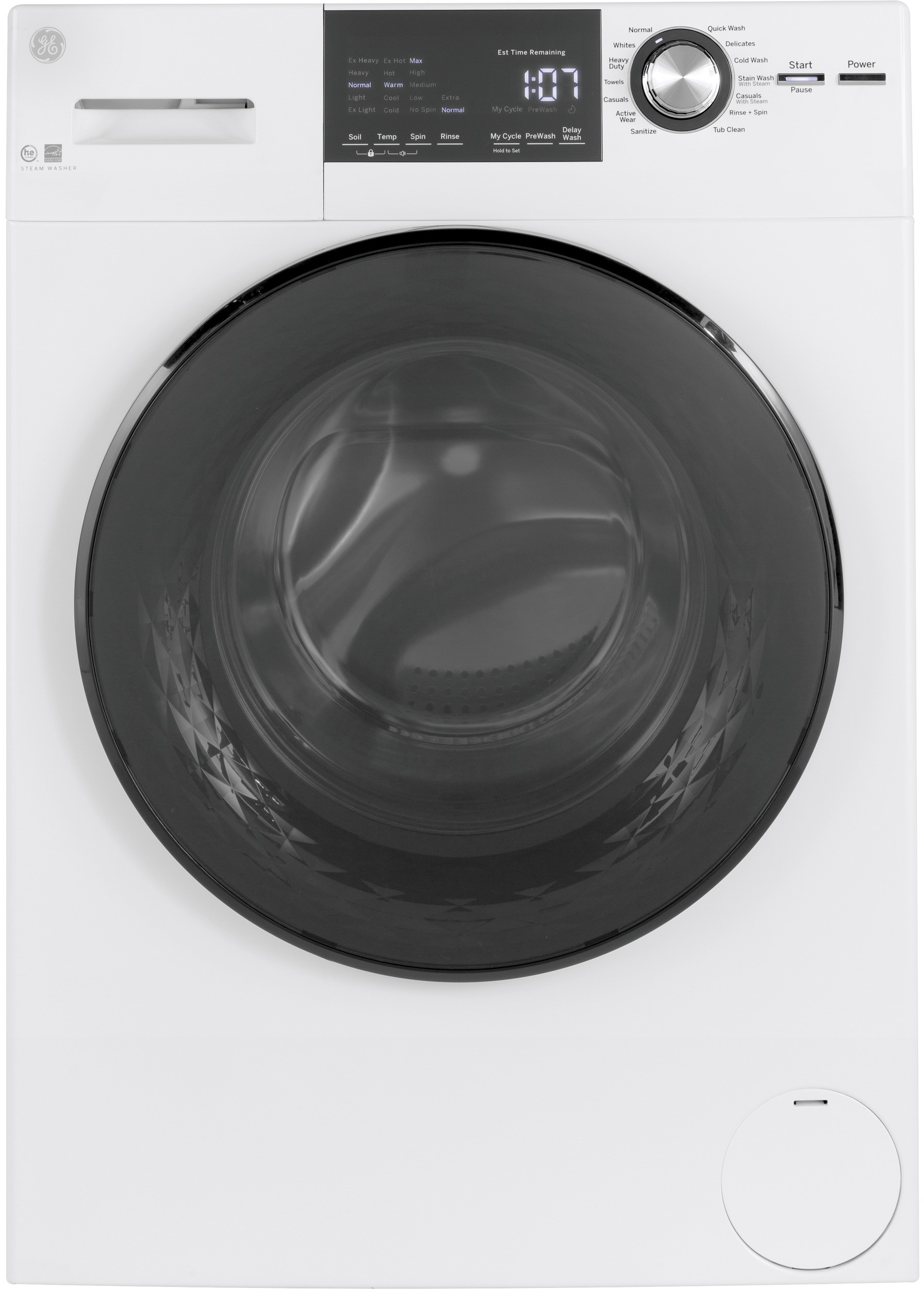 GE GE ENERGY STAR 24" 2.4 Cu. Ft. Front Load Washer with Steam product photo (source: AJ Madison)